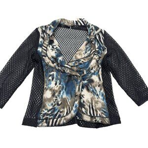Alberto Makali Jacket Top, Size M, Muted Floral Prints, Mesh Sleeves & Back NWT